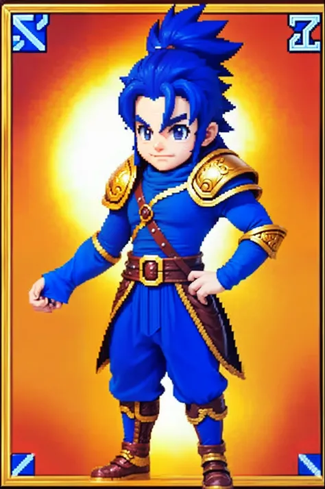 pixel game《dragon quest》，Game character design，（cavalier：1.4），Heavy armor，16-bit pixels