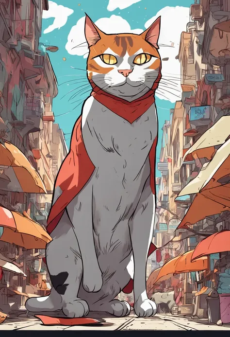 super gato, Superhero cat, studio_ghibli_anime_style style, 2d