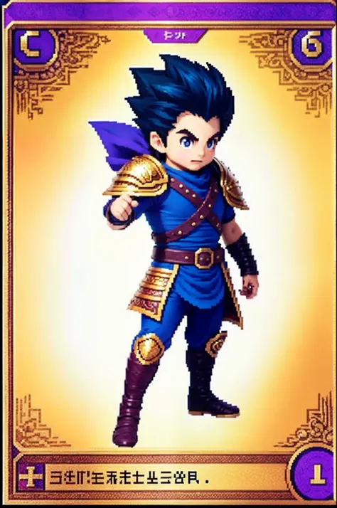 pixel game《dragon quest》，Game character design，（cavalier：1.4），Heavy armor，16-bit pixels