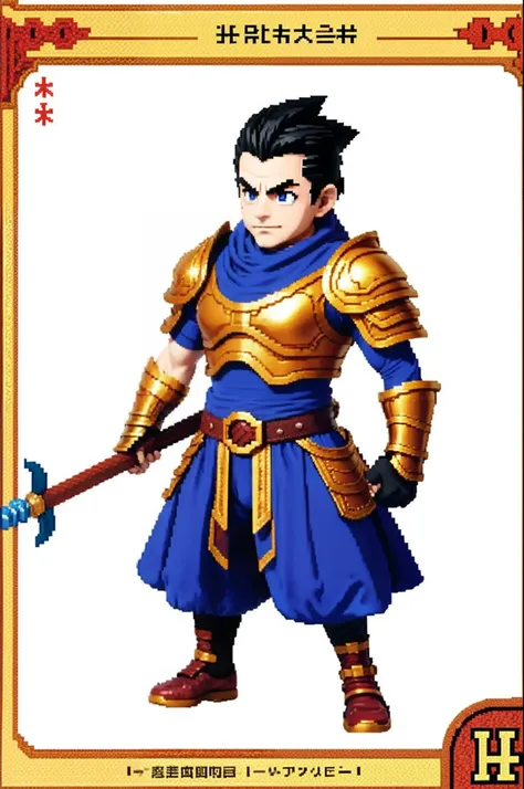 pixel game《dragon quest》，Game character design，（cavalier：1.4），Heavy armor，16-bit pixels