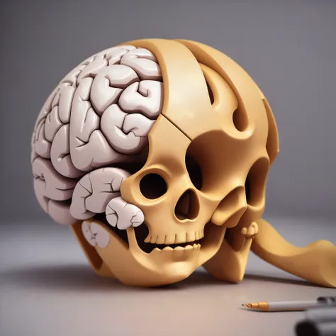 brain drawing mode, 3d, 8k, yellow finish