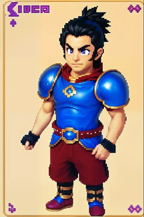 pixel game《dragon quest》，Game character design，（cavalier：1.4），femele，Heavy armor，16-bit pixels