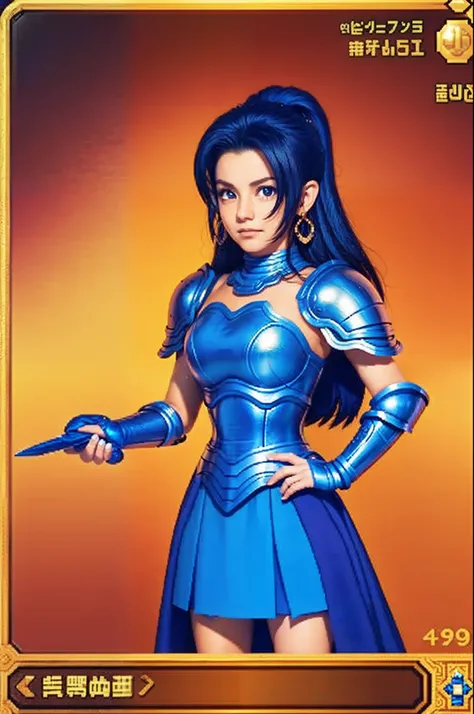 pixel game《dragon quest》，Game character design，（Lady Knight：1.4），Heavy armor，16-bit pixels