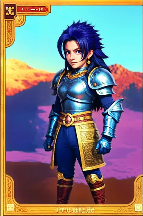 pixel game《dragon quest》，Game character design，（Lady Knight：1.4），Heavy armor，16-bit pixels