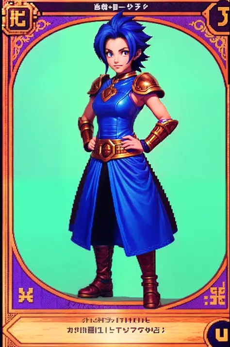 pixel game《dragon quest》，Game character design，（Lady Knight：1.4），Heavy armor，16-bit pixels