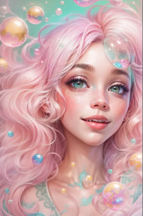 ((masterpiece)). this artwork is sweet, dreamy, and ethereal, with soft pink watercolor hues and lots of ornate cotton candy acc...