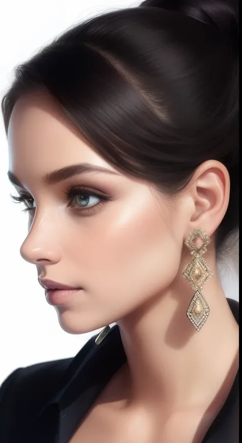 woman，Half of the face，With earrings