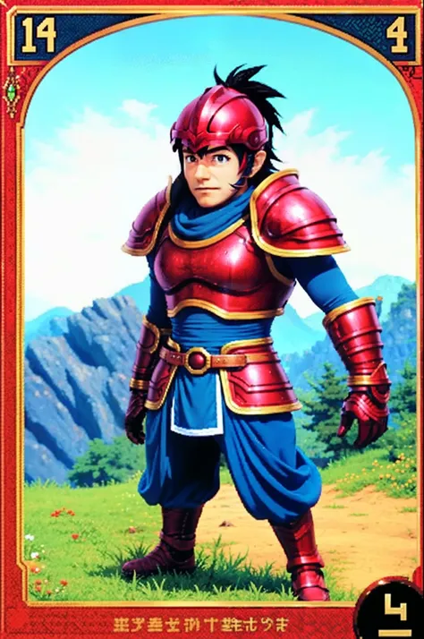 pixel game《dragon quest》，Game character design，（Lady Knight：1.4），red colour，Heavy armor，16-bit pixels