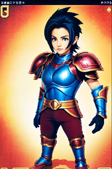 pixel game《dragon quest》，Game character design，（Lady Knight：1.4），red colour，Heavy armor，16-bit pixels