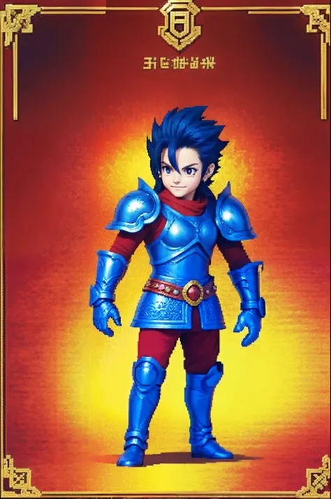 pixel game《dragon quest》，Game character design，（Lady Knight：1.4），red colour，Heavy armor，16-bit pixels