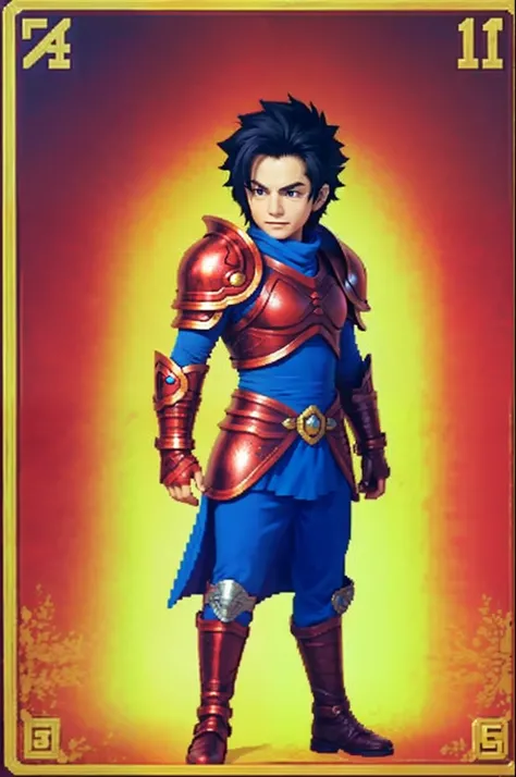 pixel game《dragon quest》，Game character design，（Lady Knight：1.4），red colour，Heavy armor，16-bit pixels