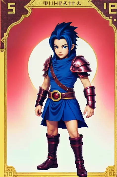 pixel game《dragon quest》，Game character design，（Lady Knight：1.4），red colour，Heavy armor，16-bit pixels