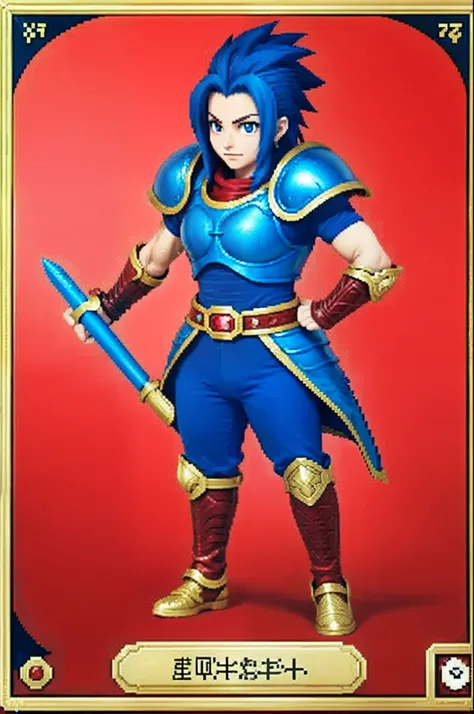 pixel game《dragon quest》，Game character design，（Lady Knight：1.4），red colour，Heavy armor，16-bit pixels