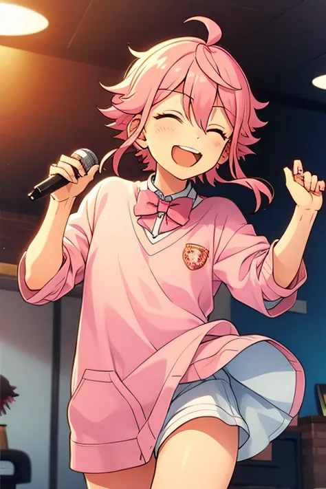 tori, tori himemiya, pink hair,, happy, smiling, eyes closed,