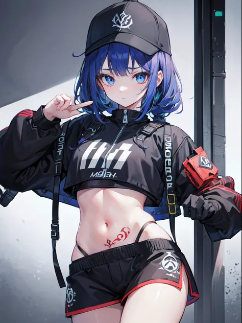 1 girl, wearing a hip hop clothing, medium shot, half body shot, extremely detailed face, extremely detailed eyes, with tattoo, masterpiece, 8k resolution, centered, solo, body complexion, big chest, looking at the viewer