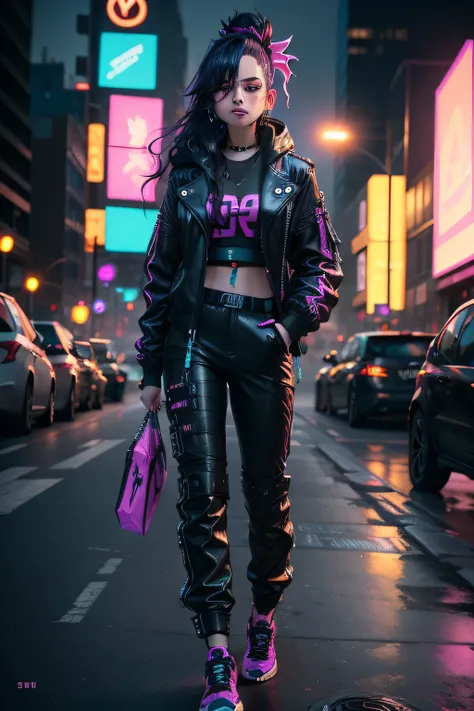 Un gros plan de Kristin Kreuk en tenue fluo, Ambiance cyberpunk, cyberpunk with neon lighting, Lueur cyberpunk brillante, Vibrations cyberpunk, Cyberpunk lighting, Style cyberpunk, neon cyberpunk style, dans le style cyberpunk, Look cyberpunk, dreamy cyber...