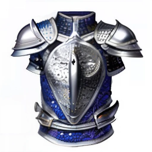 um close up de uma armadura de metal com uma corrente sobre ela, armadura pesada do peitoral, armadura intrincada de prata, peito blindado de placa masculina, ornate steel armor, armadura de chapa pesada, armadura brilhante, medium armor, armadura grossa, ...