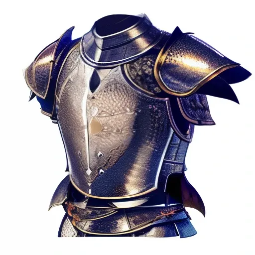 um close up de uma armadura de metal com uma corrente sobre ela, armadura pesada do peitoral, armadura intrincada de prata, peito blindado de placa masculina, ornate steel armor, armadura de chapa pesada, armadura brilhante, medium armor, armadura grossa, ...