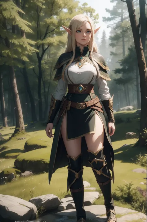 a close up of a person standing on a rock in a forest, a screenshot by senior character artist, polycount, hurufiyya, character creation, new character, 8 k character details, character selection screen, pc game with ui, female character, of an elden ring ...