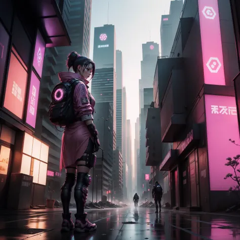 Sakura cyberpunk, mundo futurista, Post-apocalypse scenario