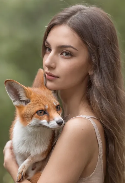 um close up de uma mulher usando orelhas de gato e um estrangulamento, orelhas de raposa, menina com orelhas de raposa, orelhas de raposa fofas, orelhas de raposa branca, ultrarrealista doce coelhinho menina, uma bela raposa senhora, pele hiper realista, h...