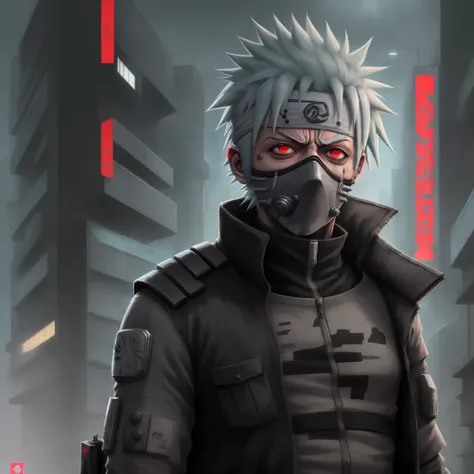 Kakashi cyberpunk, mundo futurista, Post-apocalypse scenario