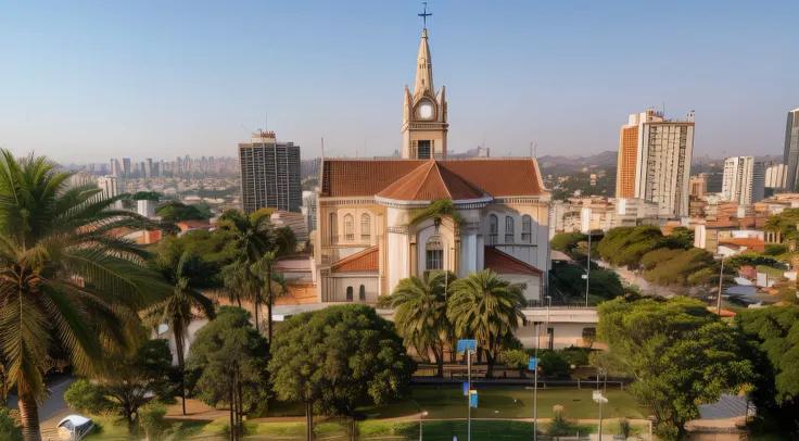 Image of a radiant sunrise over the city of Jaú, São Paulo , FULL DETALHADO, 4K