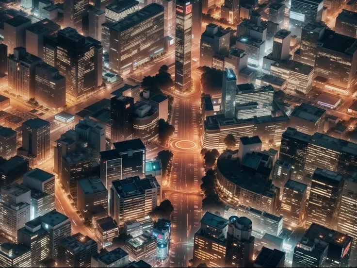 Papel de parede, Aerial view of a well-lit city at night.