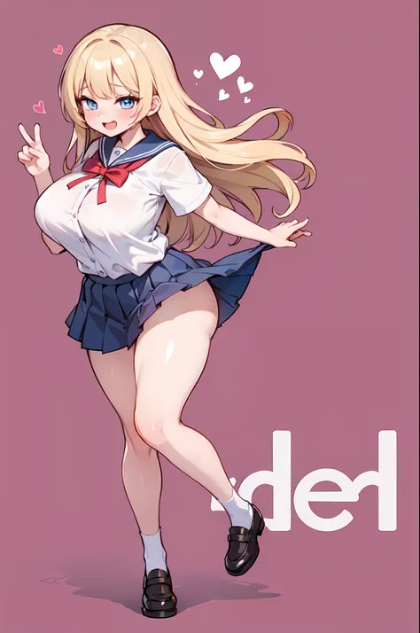 ((masterpiece)), ((best quality)), (ultra detaile:1.2), Pose like an erotic doujinshi character, //, a cute girl, 1girl, (solo:1.2), //, school uniform, //, beautiful Golden blonde hair, ((beautiful eyes)), white-skinned, Long curly hair, big breasts, Volu...