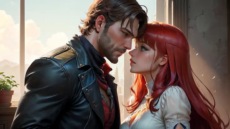 Casal, Arthur Morgan, Mary Jane, cabelos ondulados, cabelos alaranjados, terno e gravata