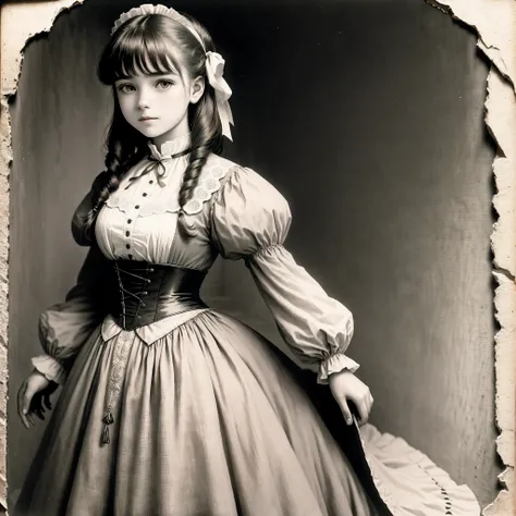 Teenage girl in 1890s dress