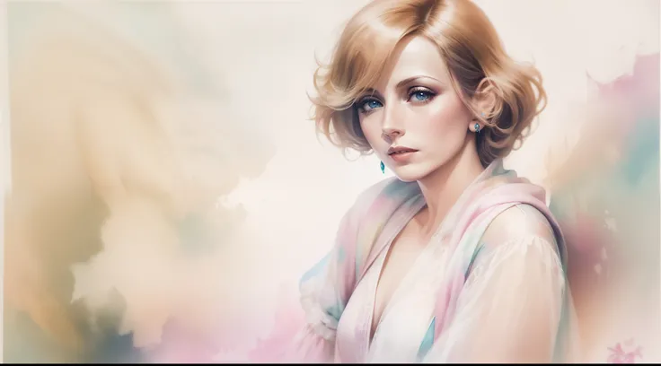 Senhora de Alafed, Greta Garbo, pastel hues、delicado、Aquarelas、Atriz、animesco、