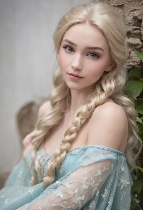 elsa frozen at 18 years old nude at the bed, open legs, pubic hair, walt disney