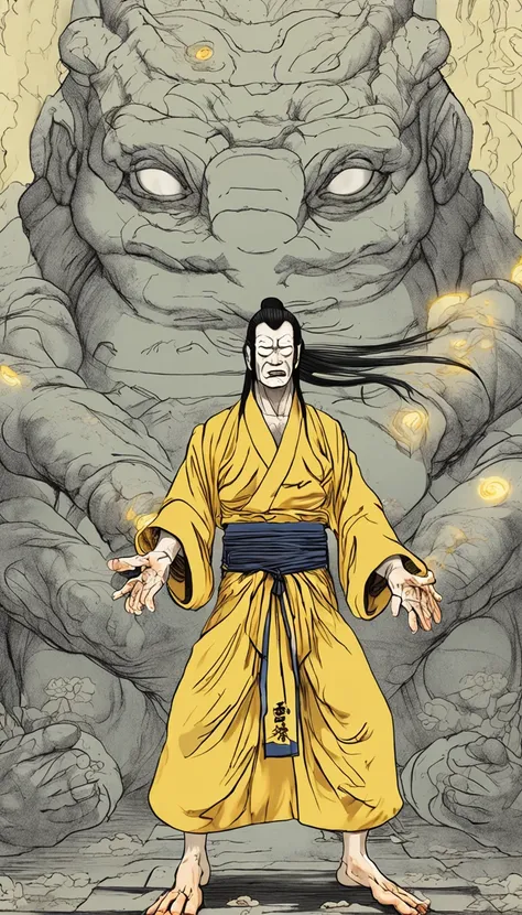 "Eight-foot Qionggouyu" attacks Zhan Momomaru。afterwards，Orochimaru uses "Foot Alone" to attack the yellow ape，But the yellow ape blocked the attack without using the Shining Fruit。
Yellow Ape:"I thought you were as good as me，But my defense wont lose to y...