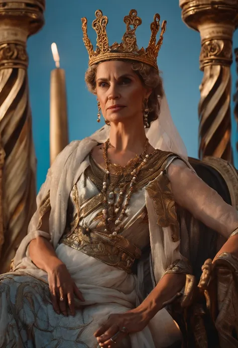 middle age greek queen lady sitting on the throne