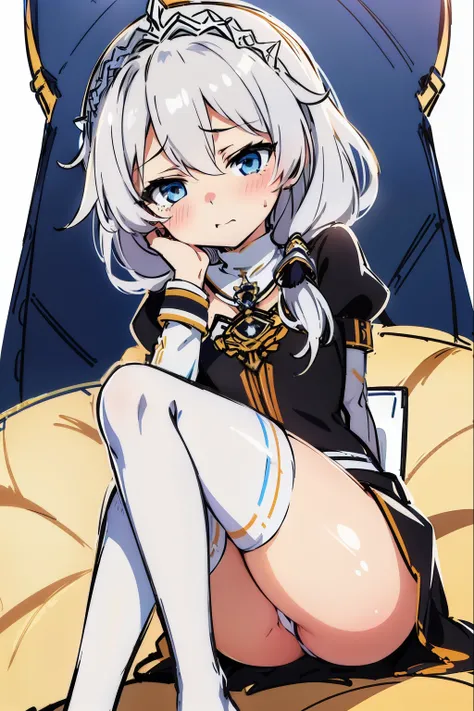 (valkyrie_pledge,Chibi,sketch,Presenting,White tights,feet up,,Footjob :1.2),NSFW, Flat_Chest, Black_Dress, nun, ,silber hair, long  skirt,White tights,Looking away,(full-face blush),embarrassed,low angles, Juice stain,Holy Church,