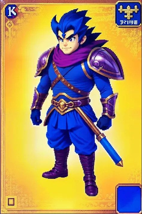 pixel game《dragon quest》，Game character design，（cavalier：1.4），Heavy armor，16-bit pixels