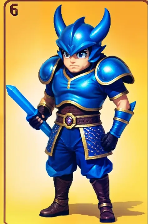 pixel game《dragon quest》，Game character design，（cavalier：1.4），Heavy armor，16-bit pixels