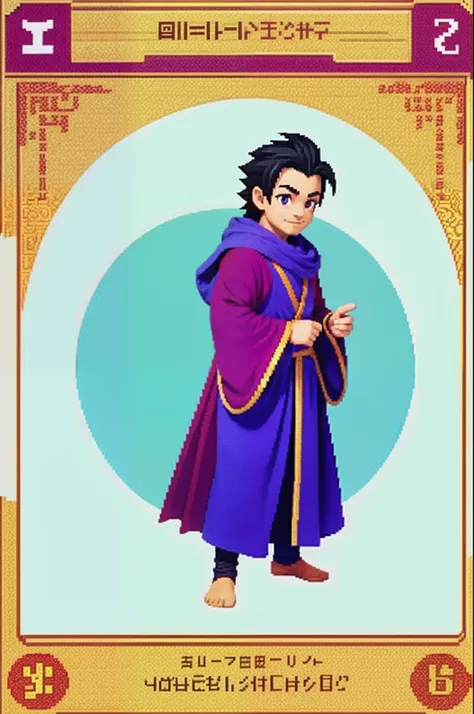 pixel game《dragon quest》，Game character design，（curate：1.4），robe，16-bit pixels