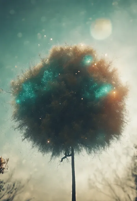 Vintage Style Theme, Nikos exploding planet, Bokeh, Photo, 8K, darkness, Dynamic Actions, Pale faded style, Shot in blue type, Cracked lens, Dreamy nostalgia, Soft Focus, Dark green vignetting, light  leaks,Ethereal Dark Art Painting、a picture、Sony α7