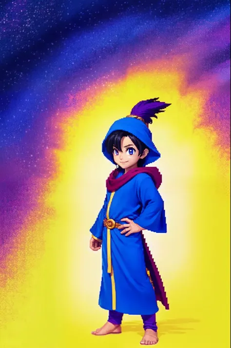 pixel game《dragon quest》，Game character design，（curate：1.4），Robe，16-bit pixels