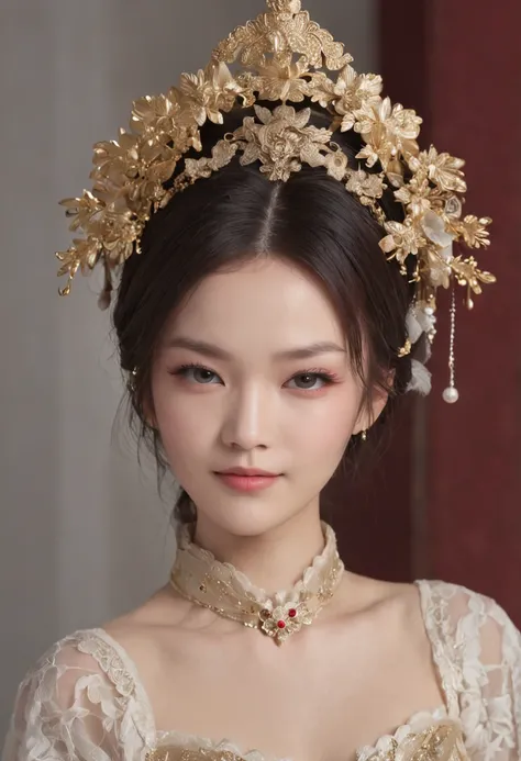 Need，tmasterpiece，The upper part of the body，（AS-Adult：1.6）Full body portrait of a Chinese fairy，（pervert smirk：0.4），Delicate hair accessories，Night with rich background，themoon，Floating particles of light，at centre，