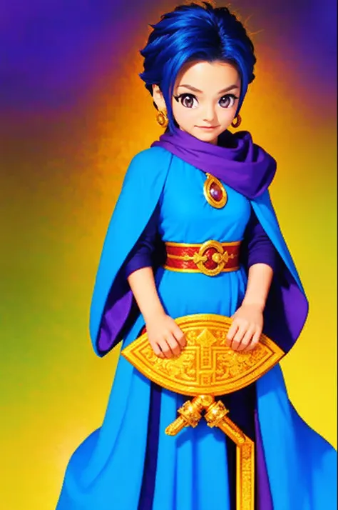 pixel game《dragon quest》，Game character design，（Female magician：1.4），Robe，16-bit pixels