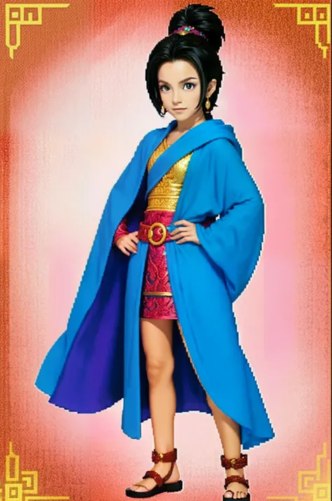 pixel game《dragon quest》，Game character design，（Female magician：1.4），Robe，16-bit pixels