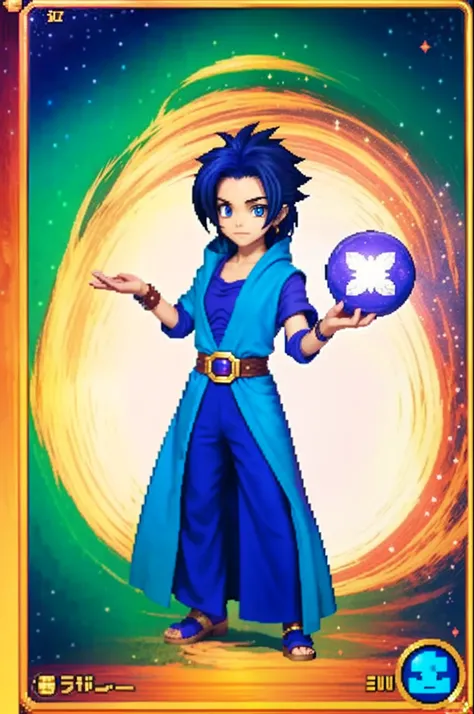 pixel game《dragon quest》，Game character design，（Female magician：1.4），Robe，16-bit pixels