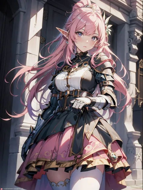 anime girl in a dress and hands wearing gloves, pink hair, cushart krenz key art feminine, portrait knights of zodiac girl, detailed key anime art, high detailed official artwork, detailed digital anime art, trending on artstation pixiv, 2. 5 d cgi anime f...