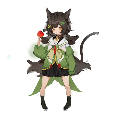 Anime character with cat ears and tail holding apple, anime catgirl, cute anime catgirl, nekomimi, Aromatic, anime girl with cat ears, official character art, cat woman, Very beautiful anime cat girl, Cat girl, anime cat, beautiful anime catgirl, touhou ch...