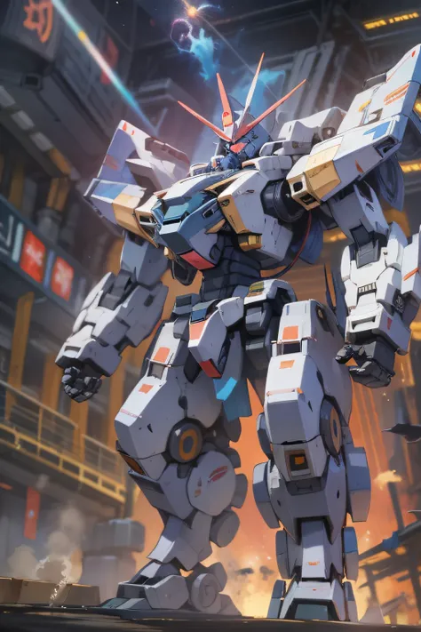 "mecha showcasing its ultimate power, emanating an awe-inspiring aura."