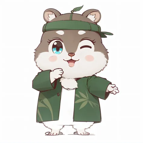 There is a cartoon bamboo rat with bamboo and a hat， Bamboo rat advertising, teemo, saints ( valorant ), Teemo from League of Legends, cute character, kanliu666, kda, Keqing from Genshin Impact, inspired by Kanbun Master, official character art, cushart ke...