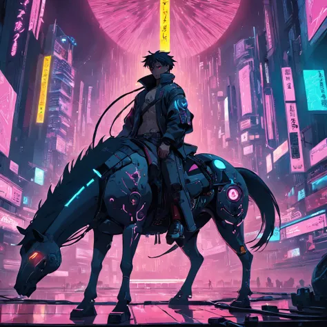 masterpiece, best quality, cyberpunk, cowboy